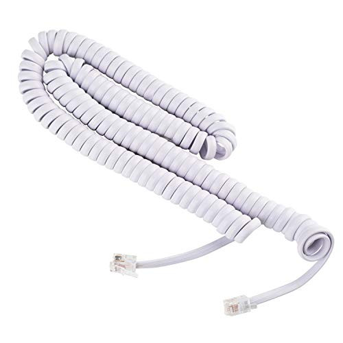 Telephone Cord Handset Curly - Phone Color Choctaw White 25ft - Works on virtually All Trimline Phones and Princess Telephones