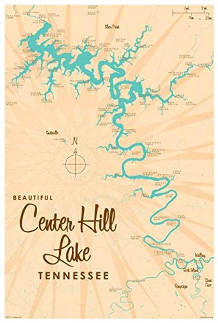 Center Hill Lake- Tennessee Map Giclee Art Print Poster by Lakebound 12inch x 18inch Center Hill Lake- Tennessee Map Giclee Art Print Poster by Lakebound 12inch x 18inch