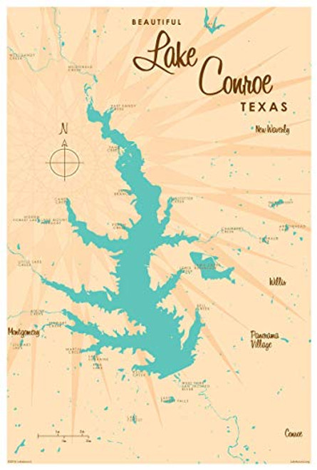 Lake Conroe Texas Map Giclee Art Print Poster by Lakebound 12inch x 18inch Lake Conroe Texas Map Giclee Art Print Poster by Lakebound 12inch x 18inch