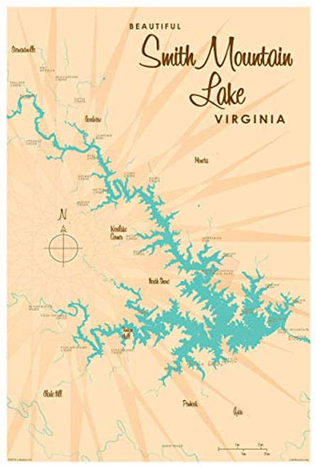 Smith Mountain Lake Virginia Map Giclee Art Print Poster by Lakebound 12inch x 18inch Smith Mountain Lake Virginia Map Giclee Art Print Poster by Lakebound 12inch x 18inch