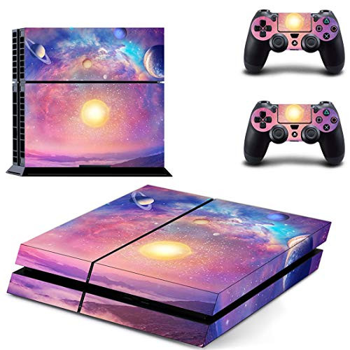 ZOOMHITSKINS PS4 Console and Controller Skins- Pink Galaxy Moon Planet Astral Purple Stars Sky Solar System High Quality- Durable- Bubble-free Goo-free- 1 Console Skin 2 Controller Skins- Made in USA