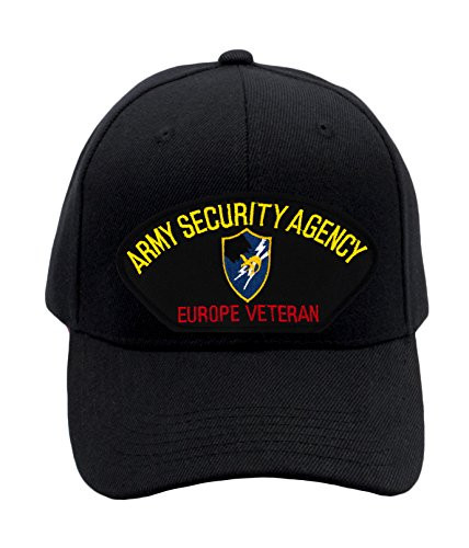 US Army Security Agency - Europe Veteran Hat/Ballcap -Black- Adjustable One Size Fits Most -Black- Standard -No Flag--