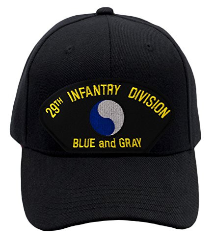 PATCHTOWN 29th Infantry Division - Blue  and  Gray Hat/Ballcap Adjustable One Size Fits Most -Black- Standard -No Flag--