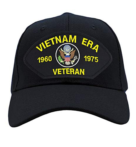 PATCHTOWN US Military - Vietnam Era Veteran Hat/Ballcap Adjustable One Size Fits Most -Black- Standard -No Flag--