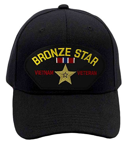 PATCHTOWN Bronze Star - Vietnam Veteran Hat/Ballcap -Black- Adjustable One Size Fits Most -Black- Standard -No Flag--