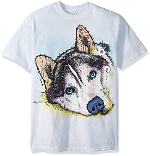 The Mountain Russo Siberian Husky Adult T-Shirt- Blue- Large The Mountain Russo Siberian Husky Adult T-Shirt- Blue- Large