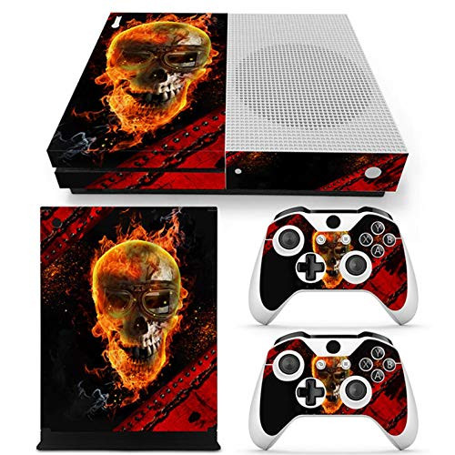 ZOOMHITSKINS X1 S Skins for Console and Controller- Red Fire Dead Cranium Skull Orange Flames Horror Inferno- High Quality- Durable- Bubble-free- Goo-free- 2 Controller Skins 1 Console Skin- USA Made
