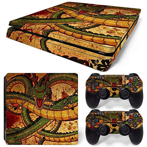 PS4 Slim Skins Console and Controller by ZOOMHITSKINS- Same Decal Quality for Cars- Viper Cobra Dragon Yellow Orange Asian- Fit PS4 Slim- Made in USA
