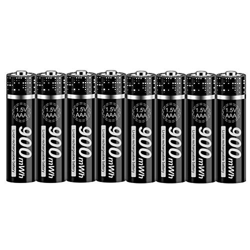 Tenberly 8 Pack 1.5V AAA Lithium Li-ion Rechargeable Batteries 1.5V AAA Li-ion Battery 900mWh
