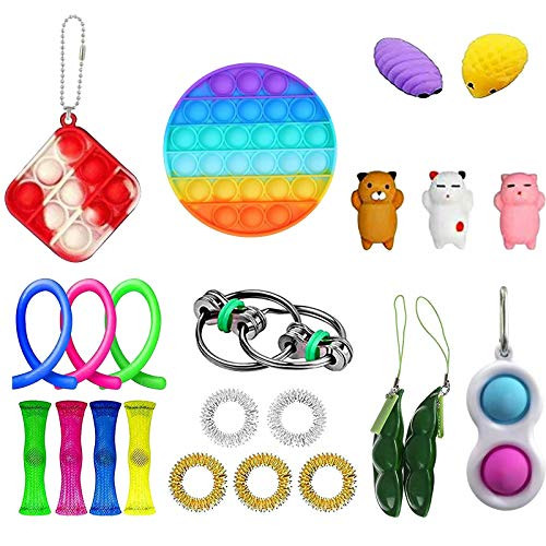 GBSELL 30Pcs Sensory Fidget Toy Set- Fidget Blocks-Fidget Pack Sensory Relieves Stress Anxiety for Kids Adults -23PC K-