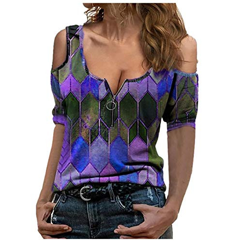 Womens Tops- Women Summer T Shirts V Neck Cold Shoulder Short Sleeve Tops Tunic with Zipper Deep V Flowy Tee Blouses Womens Tops- Women Summer T Shirts V Neck Cold Shoulder Short Sleeve Tops Tunic with Zipper Deep V Flowy Tee Blouses