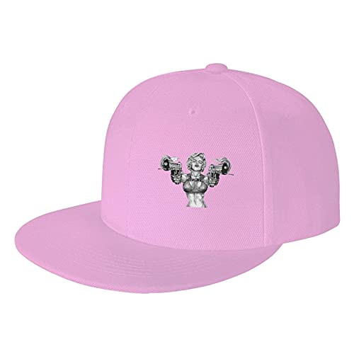 Gangster Marilyn Monroe Tattoos Guns Men's Hip Hop Fashion Sandwich Baseball Cap Pink