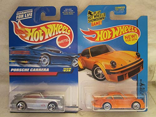 Hot Wheels Porsche Carrera  and  Orange Porsche 934 Turbo RSR Die Cast 1/64 Scale 2 Car Bundle