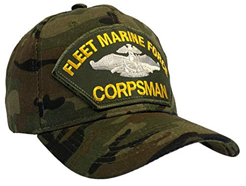 Classic Ball Cap Camo US Navy Fleet Marine Force FMF Corpsman War Insignia Hat