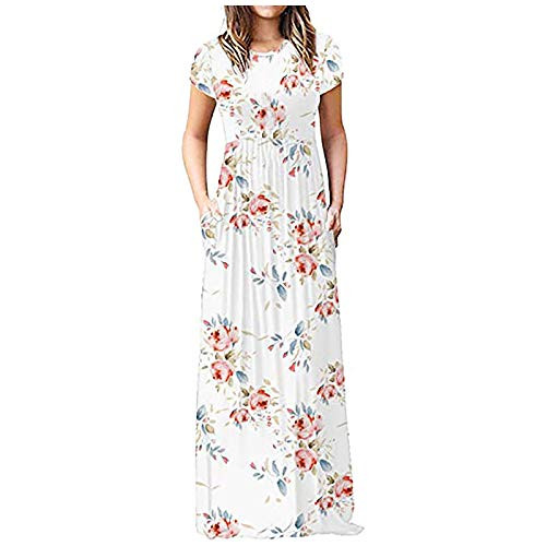 Religeuses Maxi Dress for Women- Tie Dye Dot Print Short Sleeve Sundresses Maxi Dress Casual Beach Evening Party Long Dress White Religeuses Maxi Dress for Women- Tie Dye Dot Print Short Sleeve Sundresses Maxi Dress Casual Beach Evening Party Long Dress White
