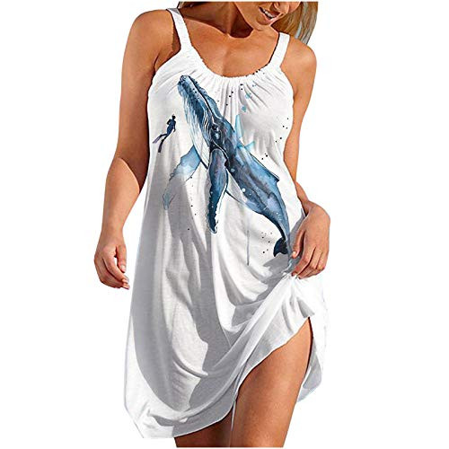 siilsaa Summer Dresses for Women Sleeveless 4th of July Floral Print Beach Party Sundress Casual Loose Mini Tank Dress