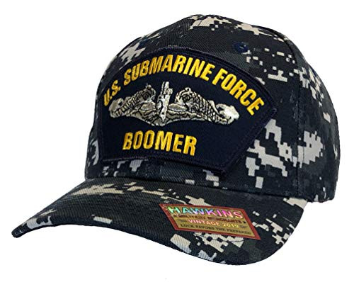 Boomer - U.S. Navy Submarine Force Hat Ball Cap Blue -Digital Blue Structured-