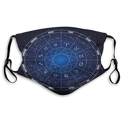 Fillter Face Cloth For adults Zodiac Horoscope Chart in Wheel Shape with Dates in Space Cold Mouth Dustproof Double Protection Fillter Face Cloth For adults Zodiac Horoscope Chart in Wheel Shape with Dates in Space Cold Mouth Dustproof Double Protection
