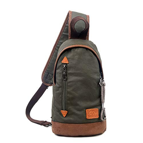 Urban Light Coated Canvas Sling Bag -Army Green-