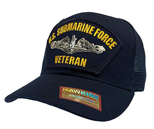 Navy Submarine Veteran Hat -Blue Mesh Back Trucker-