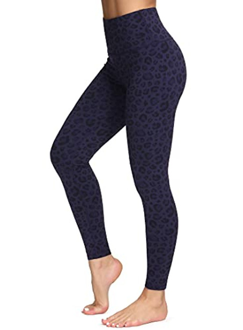 Dragon Fit Compression Yoga Pants with Inner Pockets in High Waist Athletic Pants Tummy Control Stretch Workout Yoga Leggings -Medium- Purple Leopard-