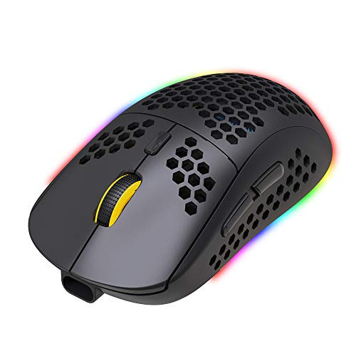 Essential Gaming Mouse- Mechanical Wireless Gaming Mouse RGB Wireless Gaming Mouse RGB Backlit Ergonomic Mouse Macro Programming with 6 Backlight Modes DPI 4 Gears Adjustable for Windows PC Gamers