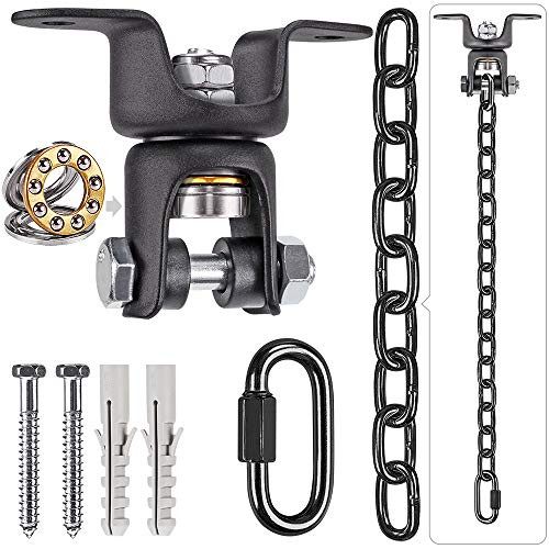 BeneLabel Hanging Kits Hammock Chair Hardware- Heavy Duty Swing Hanger with Chain- Indoor Outdoor Playground Hanging Hammock Punching Bags- 2 Screws- 600 LB Capacity- 47inch/4ft- 360 Rotation- Black