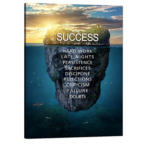 Motivational Posters Success Wall Art Painting on Canvas Inspirational Entrepreneur Quotes Pictures Prints Artwork Modern Office Decor Living Room Gym Home House Decorations Framed -18Wx24H-