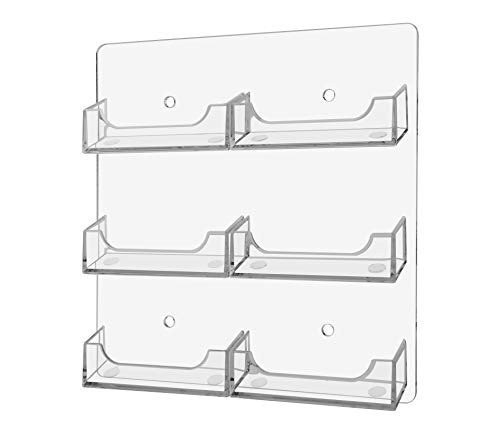 Marketing Holders Wall Business Card Holder Vertical Wall Mount 6 Pocket Clear Pre Drilled Holes for Easy Hangng