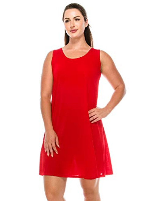 Jostar Women's Stretchy Short Tank Dress Medium Red