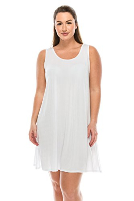 Jostar Women's Stretchy Short Tank Dress Medium White