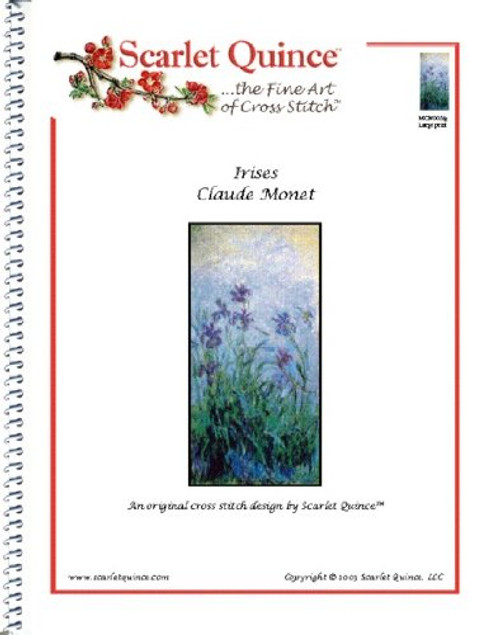 Scarlet Quince MON005lg Irises by Claude Monet Counted Cross Stitch Chart- Large Size Symbols