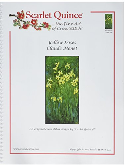 Scarlet Quince MON009lg Yellow Irises by Claude Monet Counted Cross Stitch Chart- Large Size Symbols