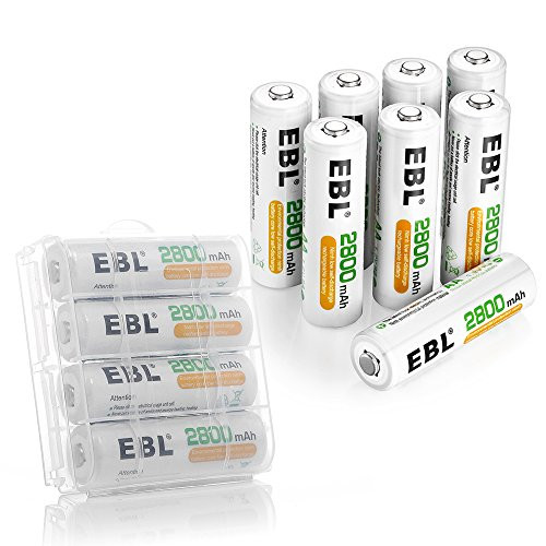 EBL 12 Pack High Capacity 2800mAh AA Ni-MH Pre-Charged Rechargeable Batterie