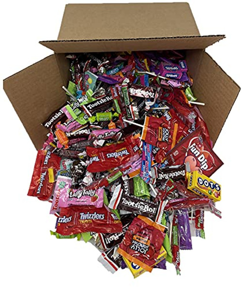 Assorted Bulk Candy- Individually Wrapped- 5 LB Box Variety Pack with Tootsie Rolls- Tootsie Pops- Assorted Laffy Taffy's- Nerds- Dots- Twizzlers- Assorted Jolly Rancher and More Great for Holiday and Party Treats Assorted Bulk Candy- Individually Wrapped- 5 LB Box Variety Pack with Tootsie Rolls- Tootsie Pops- Assorted Laffy Taffy's- Nerds- Dots- Twizzlers- Assorted Jolly Rancher and More Great for Holiday and Party Treats