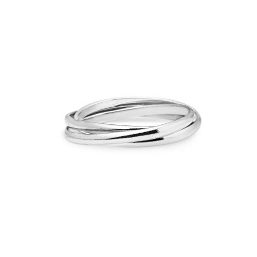 925 Sterling Silver Triple Interlocked Rolling High Polish Ring | Size 5