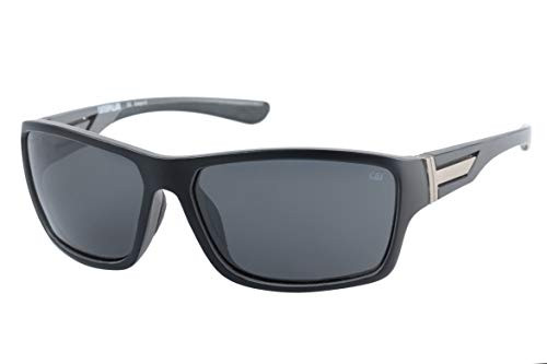 Caterpillar Inverter Polarized Wrap Sunglasses- Matte Black/Grey- 61 mm
