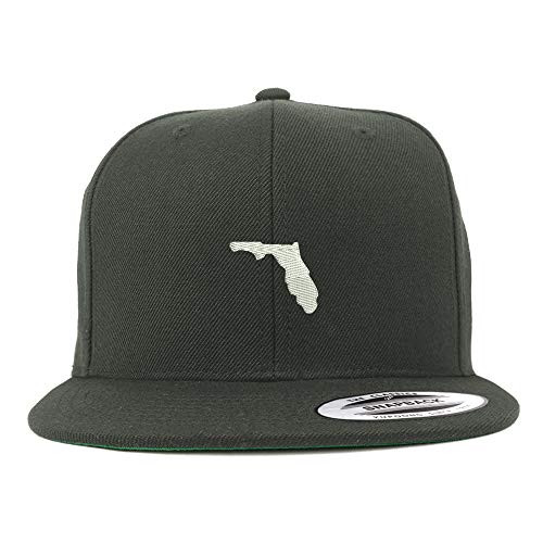 Trendy Apparel Shop Flexfit XXL Florida State Embroidered Structured Flatbill Snapback Cap - Charcoal