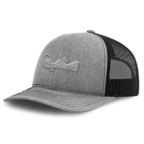 Speedy Pros Richardson Trucker Hat Low Wing Airplane Embroidery Polyester Baseball Cap Snapback Heather Grey Black Design Only