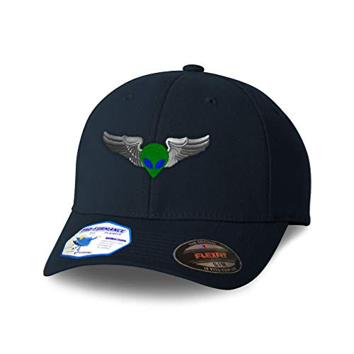 Flexfit Hats for Men  and  Women Janet Airlines Pilot Wings Alien Head A Polyester Dad Hat Baseball Cap Dark Navy Design Only Large XLarge