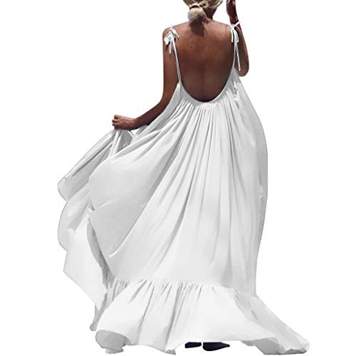 TOTAMALA Women's Dresses Summer Boho Sleeveless Backless Beach Dress Evening Party Maxi Dress Elegant Long Sundresses White TOTAMALA Women's Dresses Summer Boho Sleeveless Backless Beach Dress Evening Party Maxi Dress Elegant Long Sundresses White