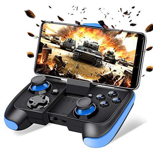 BEBONCOOL Android Wireless Game Controller with Clip for Android Phone/Tablet/Samsung Gear VR/Game Boy Emulator, Works with Bluetooth (Blue)