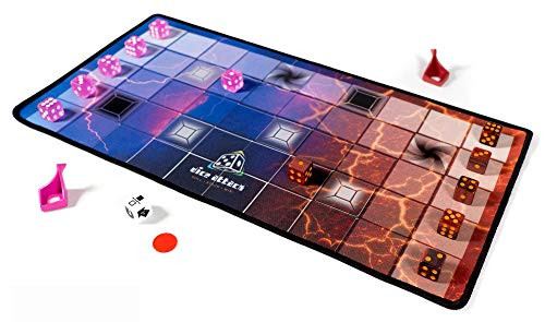 DICE Attack - Board Game | Dice Game | Battle Strategy Game with 12 Custom pip dice- 8 Cards- Carry Bag and playmat -Lava vs Lightning-