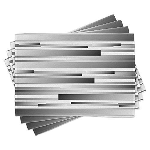 Ambesonne Modern Place Mats Set of 4- Symmetric Geometric Flat Surfaced Fractal Lines Regular Forms Artwork Print- Washable Fabric Placemats for Dining Room Kitchen Table Decor- Silver Dark Grey