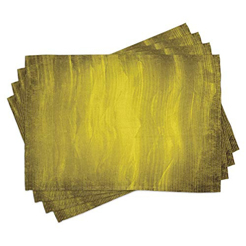 Ambesonne Yellow Place Mats Set of 4- Abstract Retro Design Artwork with Wavy Vertical Lines Simple Modern Design- Washable Fabric Placemats for Dining Room Kitchen Table Decor- Green Olive Green Ambesonne Yellow Place Mats Set of 4- Abstract Retro Design Artwork with Wavy Vertical Lines Simple Modern Design- Washable Fabric Placemats for Dining Room Kitchen Table Decor- Green Olive Green
