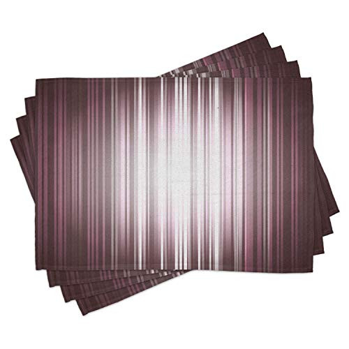 Ambesonne Purple Place Mats Set of 4- Futuristic Digital Style Stripes and Rays in Unusual Abstraction- Washable Fabric Placemats for Dining Table- Standard Size- Mauve Silver