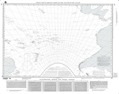 NGA Chart 63-Great Circle Sailing Chart of The South Pacific Ocean - Water-Resistant