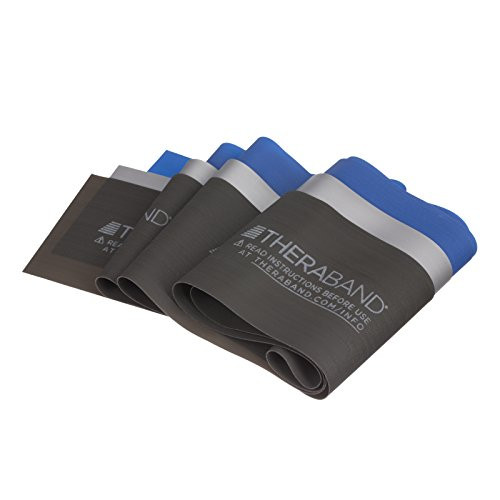 Challenging exercise band set for advanced athletes and fitness experts to use in strength training, conditioning, upper and lower body workouts, pilates, and yoga