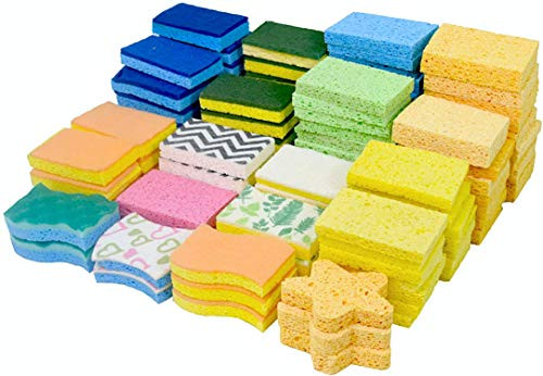 EVERCLEAN Bulk Sponges - -90Plus Value Pack- Eco Friendly Natural Cellulose Sponges for Kitchen- Bathroom- Dishes- Heavy Duty Scour/Scrub Sponges- Irregular/Cut End -90Plus Count-