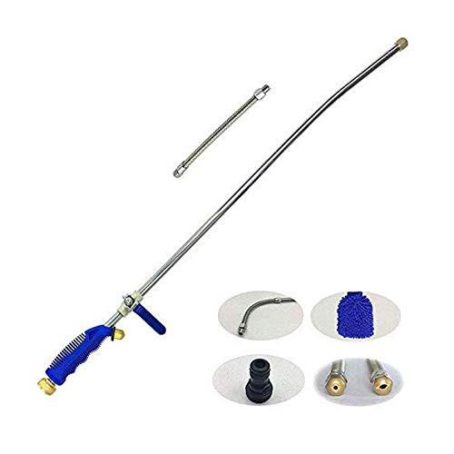 Hydro Jet Power Washer Wand  39'' Extendable Sprayer- Flexible Hose Nozzle- High Pressure Attachment for Car Washer- Window Glass Water Cleaner- 2 Tips